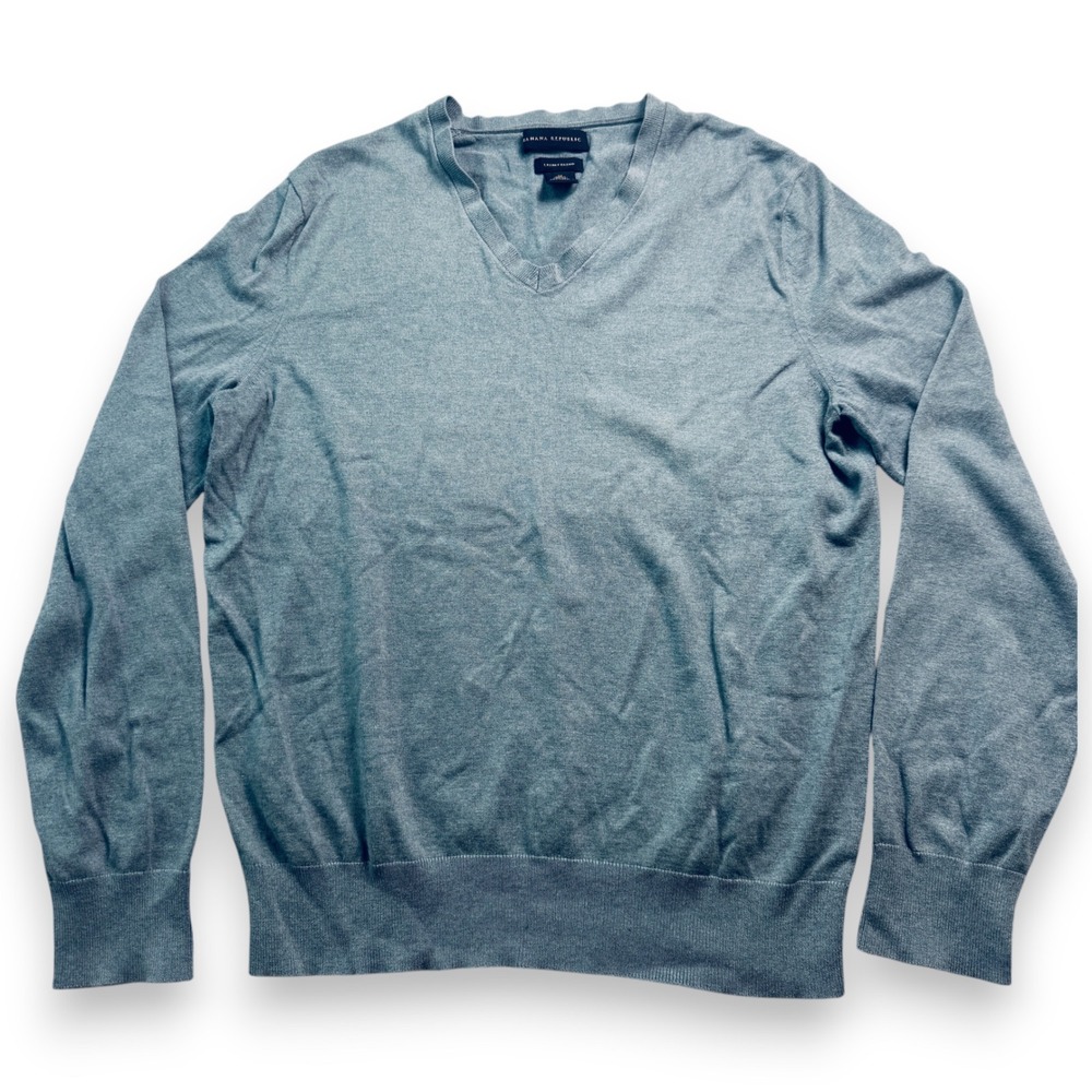 Banana Republic Mens Blue Silk Cotton Cashmere V-Neck Sweater 812357-39 M